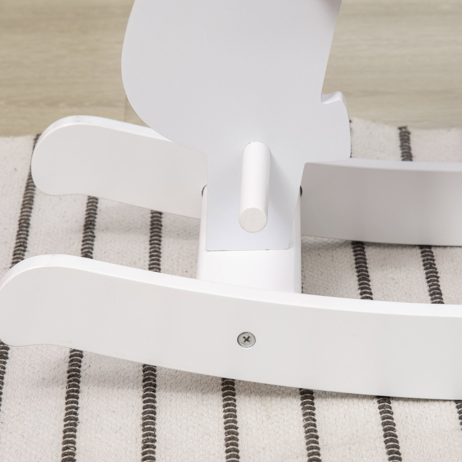 Cavalo baloiço para crianças de 1-3 anos cavalo baloiço de madeira com guiador e apoio para os pés 68x27x46,5cm branco e rosa