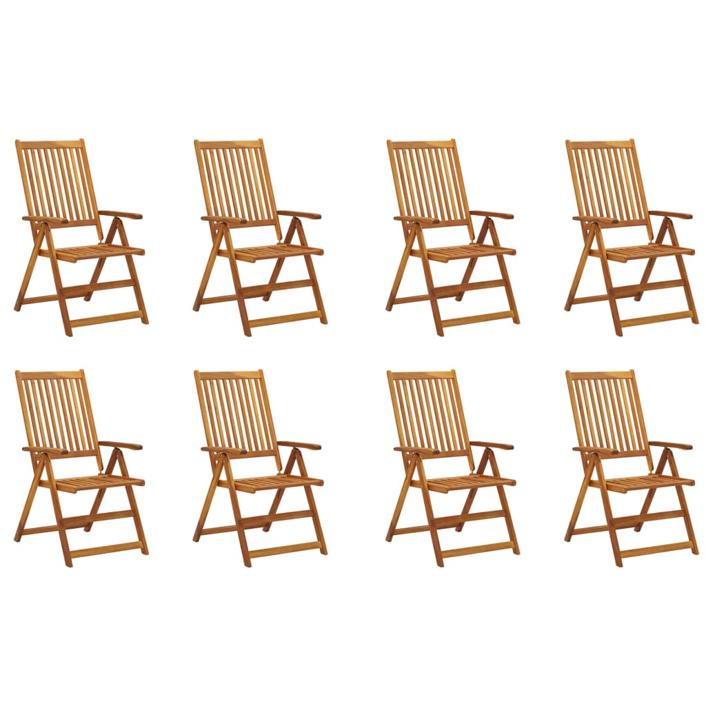 Cadeiras de jardim dobráveis c/ almofadões 8 pcs acácia maciça