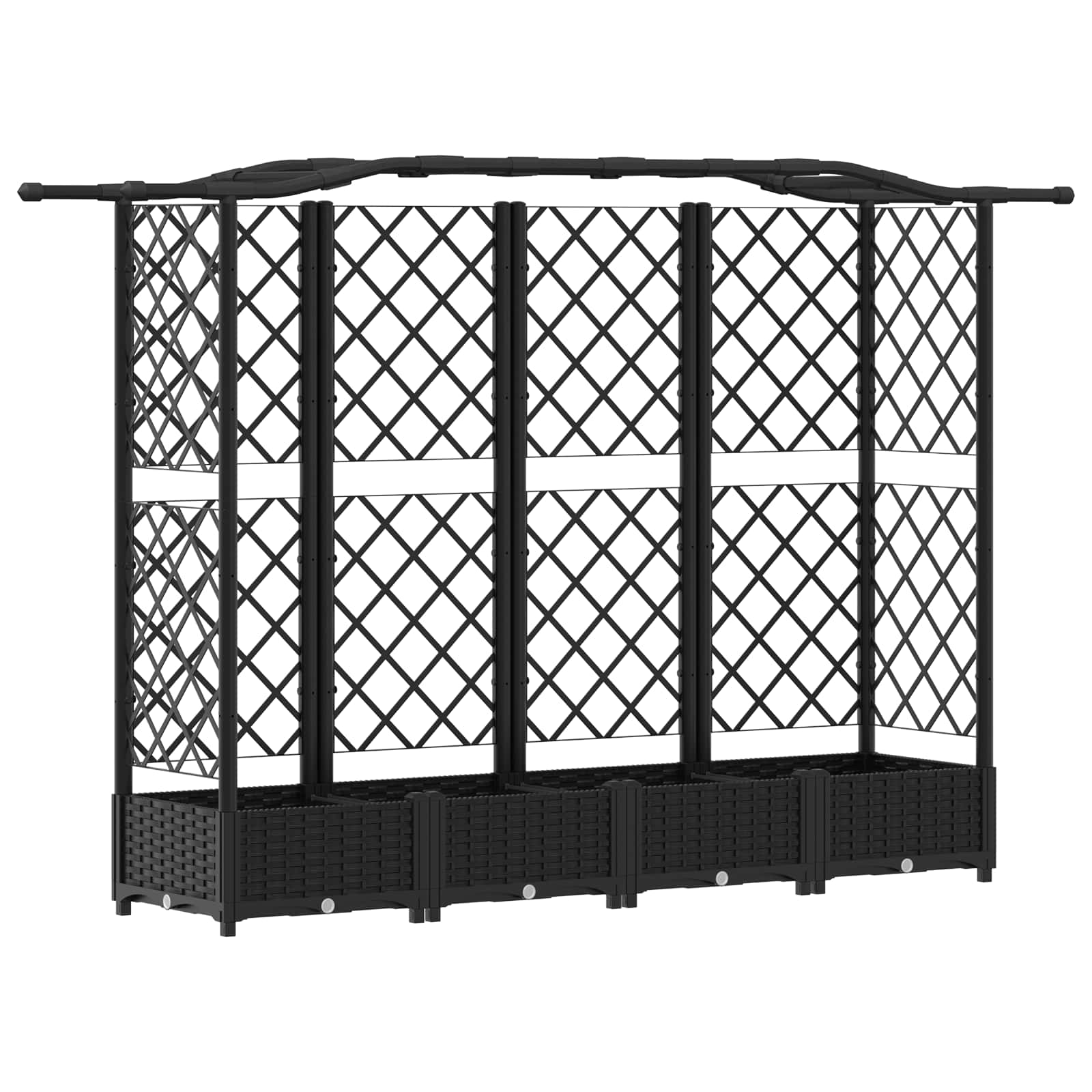 Cama elevada com treliça e telhado preto 203,5 x 40 x 123 cm PP