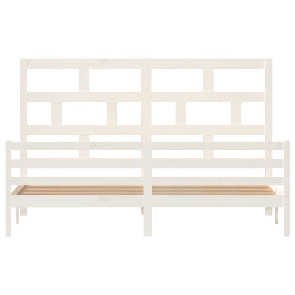 Estrutura de cama 200x200 cm madeira de pinho maciça branco