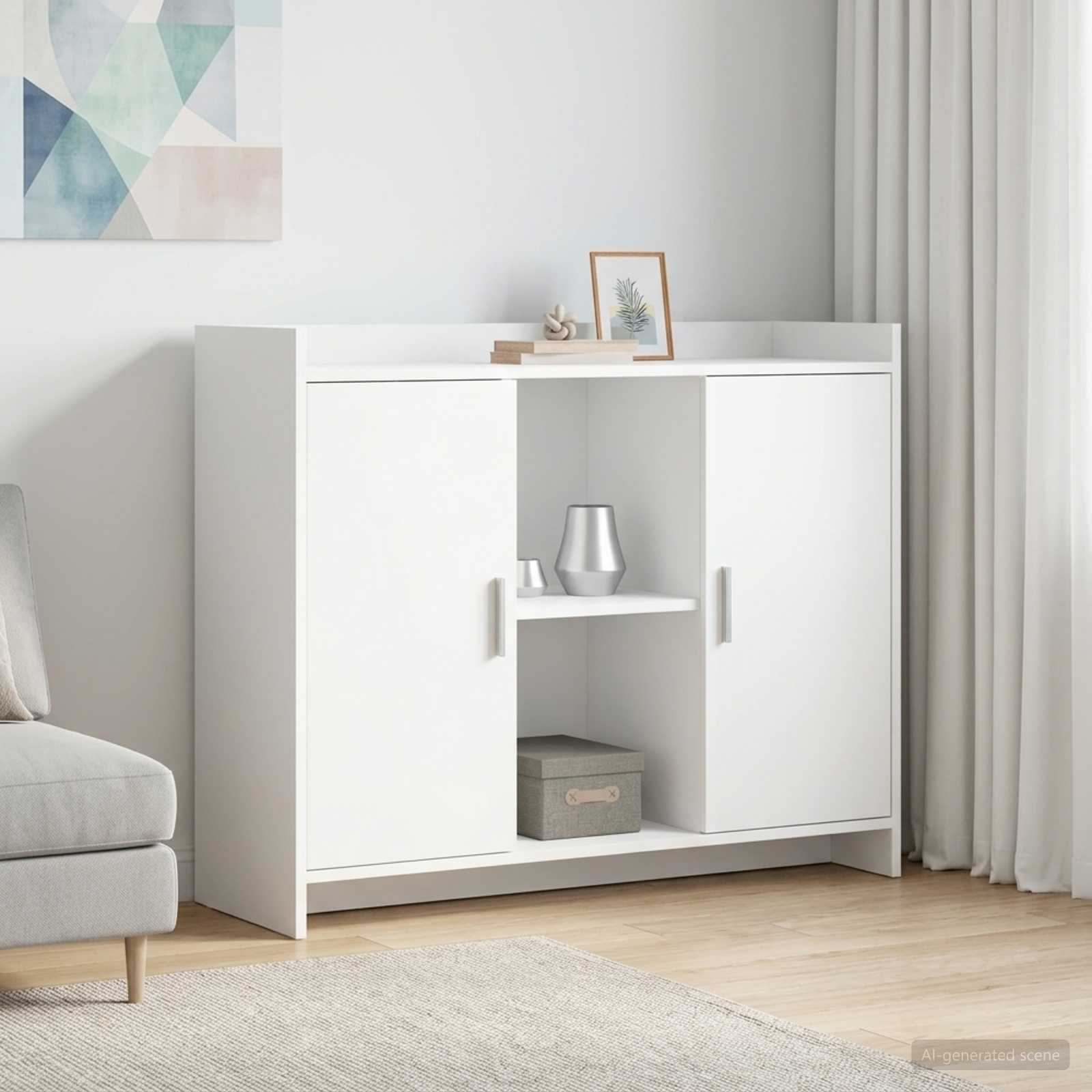 Buffet branco 98,5 x 33 x 80 cm derivados de madeira