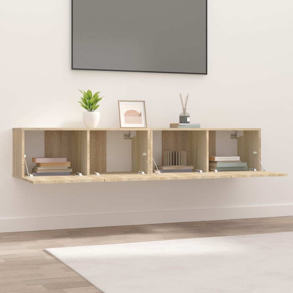 Armários TV 2 pcs 80x30x30 cm derivados madeira carvalho sonoma