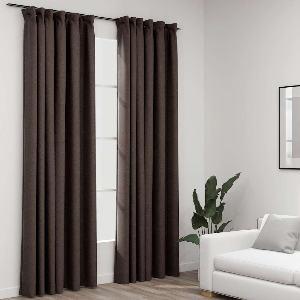 Cortinas opacas asp. linho + ganchos 2pcs 140x225cm cinza-acas.