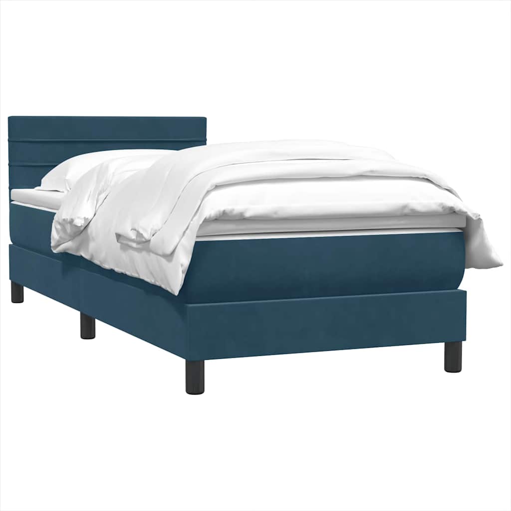Cama com molas/colchão 80x220 cm veludo azul-escuro