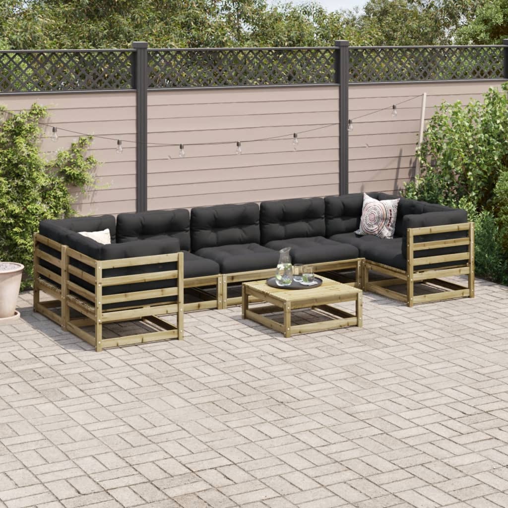 8 Pcs conjunto sofás de jardim madeira de pinho impregnada