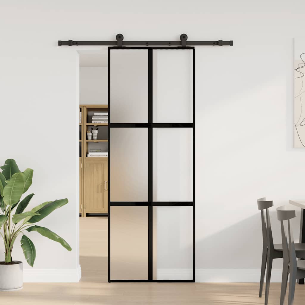 Porta deslizante ferragens 76x205cm vidro temperado/alumínio