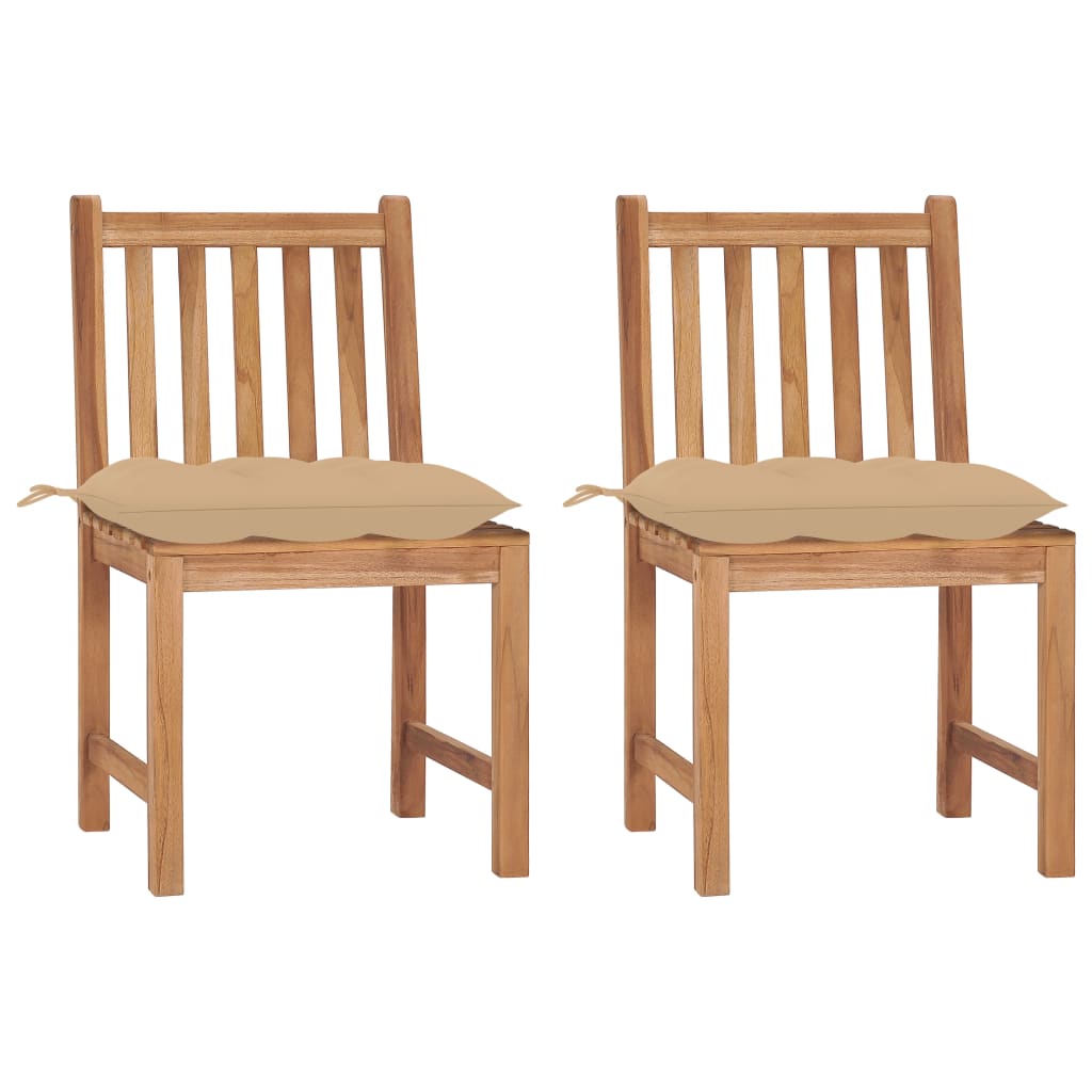 Cadeiras de jardim c/ almofadões 2 pcs madeira de teca maciça