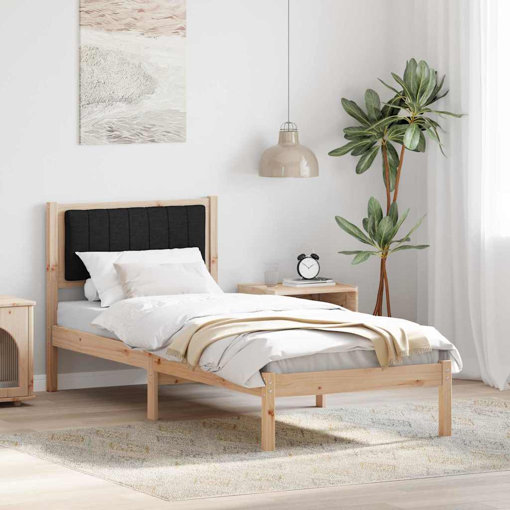 Estrutura de cama com cabeceira estofada preto 80 x 200 cm