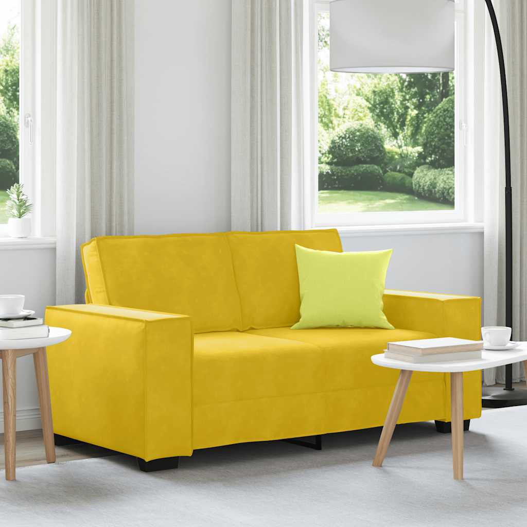 Sofá de 2 lugares veludo 160x78x84 cm amarelo