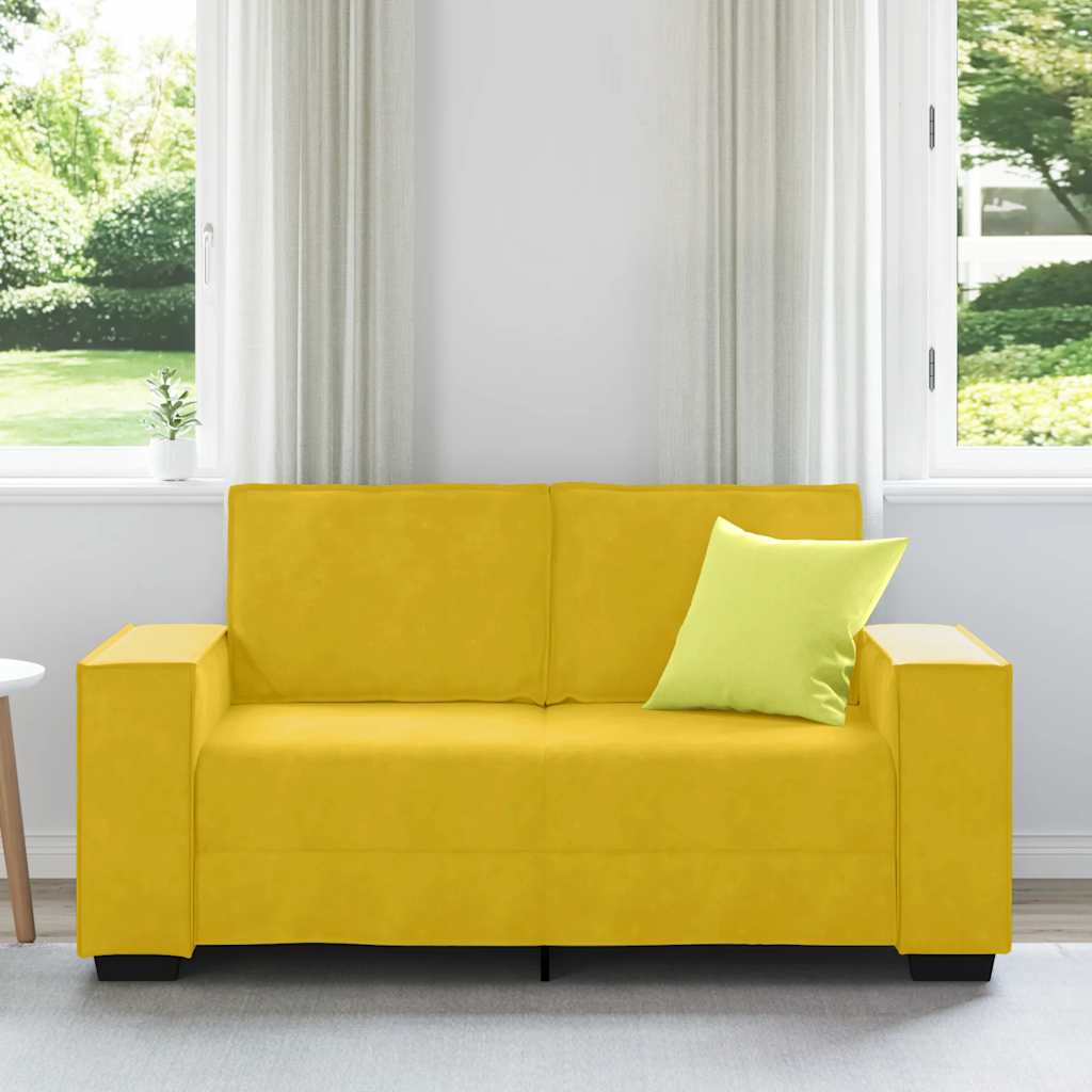 Sofá de 2 lugares veludo 160x78x84 cm amarelo