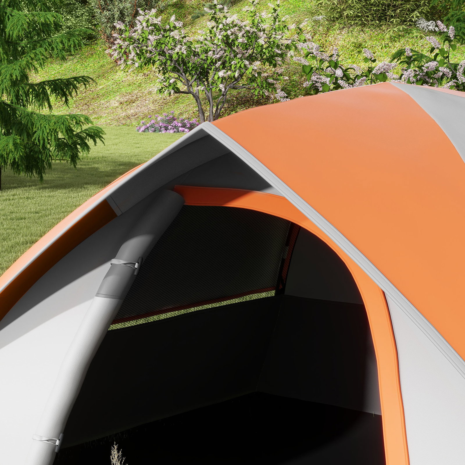 Tenda de campismo dobrável para 1-2 pessoas com janela e bolsa de transporte impermeável 3000 mm 210x110x150 cm laranja
