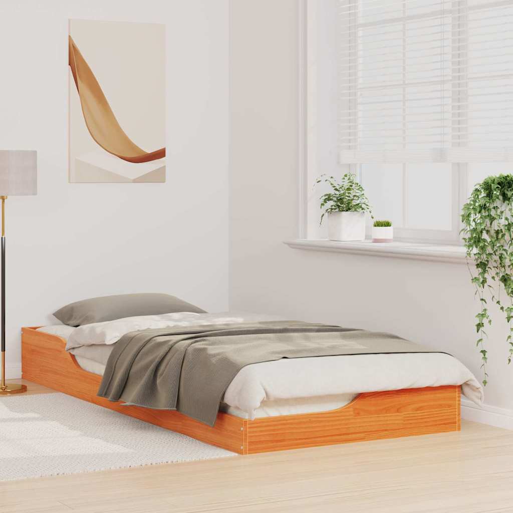 Estrutura da cama marrom cera 100 x 210 cm