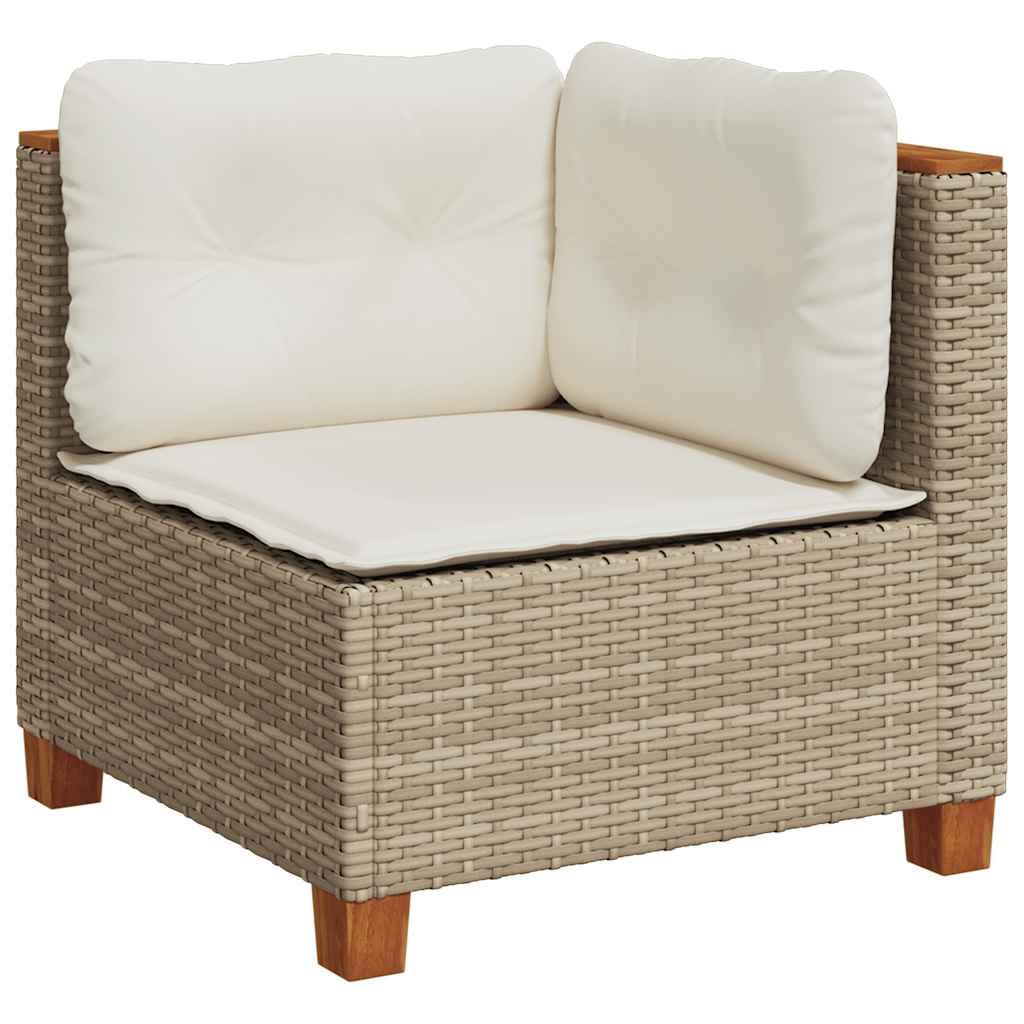 5 Pcs conjunto de sofás p/ jardim com almofadões vime PE bege