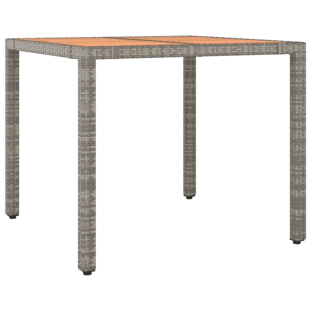 3 Pcs conjunto bistrô de jardim c/ almofadões vime PE cinza
