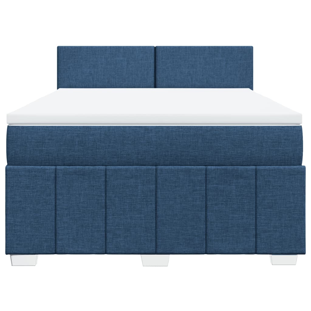 Cama com molas/colchão 140x200 cm tecido azul
