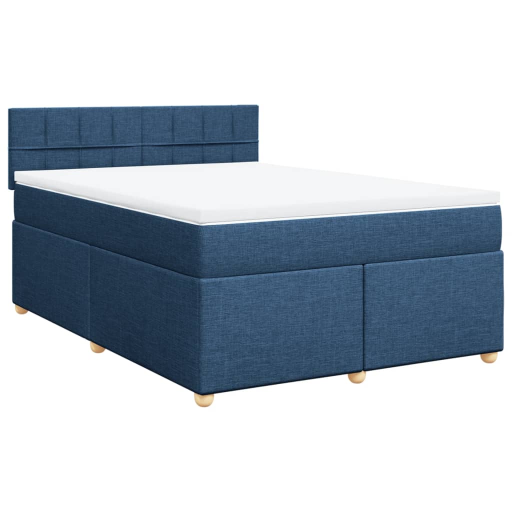 Cama com molas/colchão 160x200 cm tecido azul