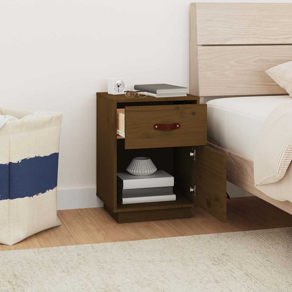 Mesas de cabeceira 2 pcs 40x34x55 cm pinho maciço castanho mel