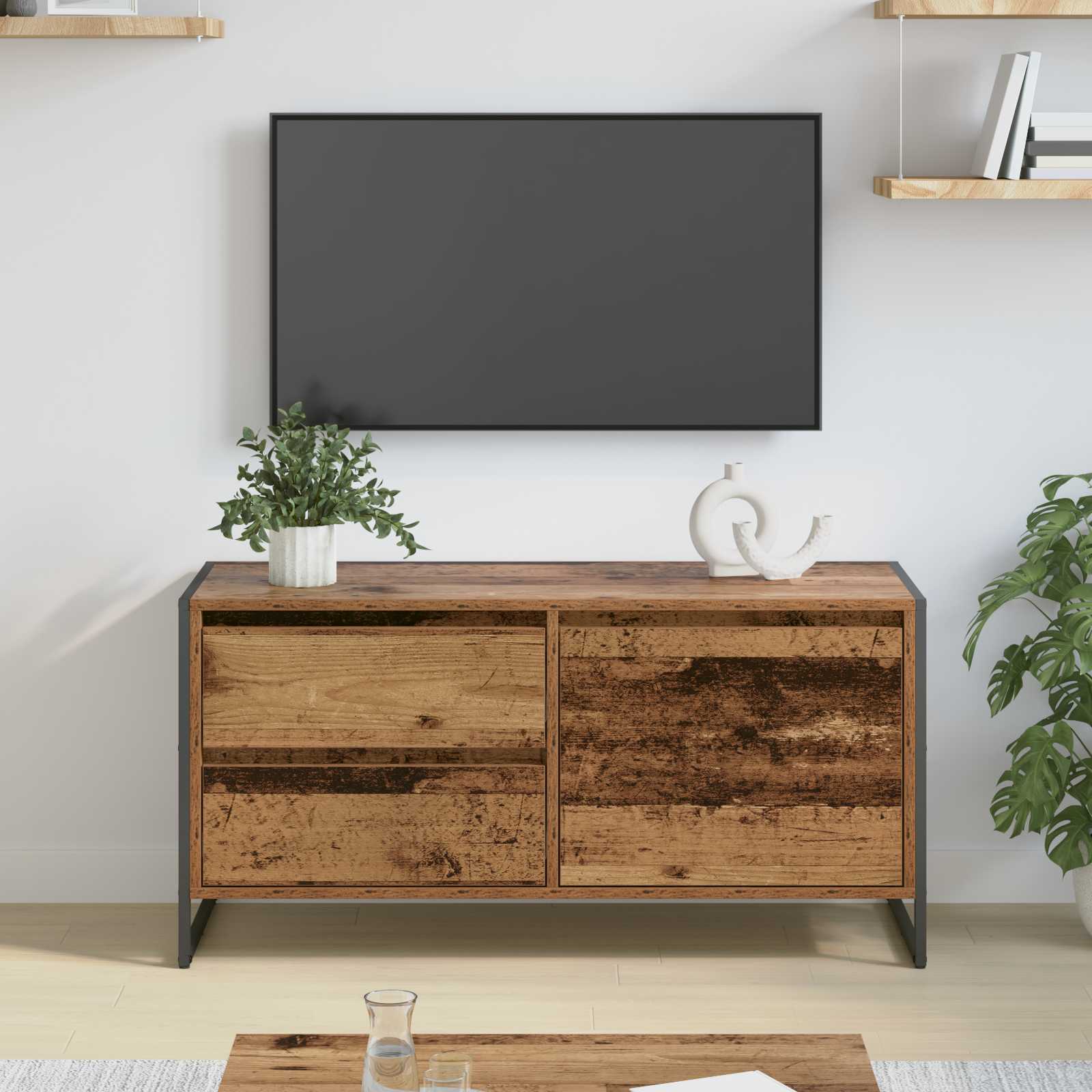 Gabinete para TV 100 x 36 x 49.5 cm madeira antiga