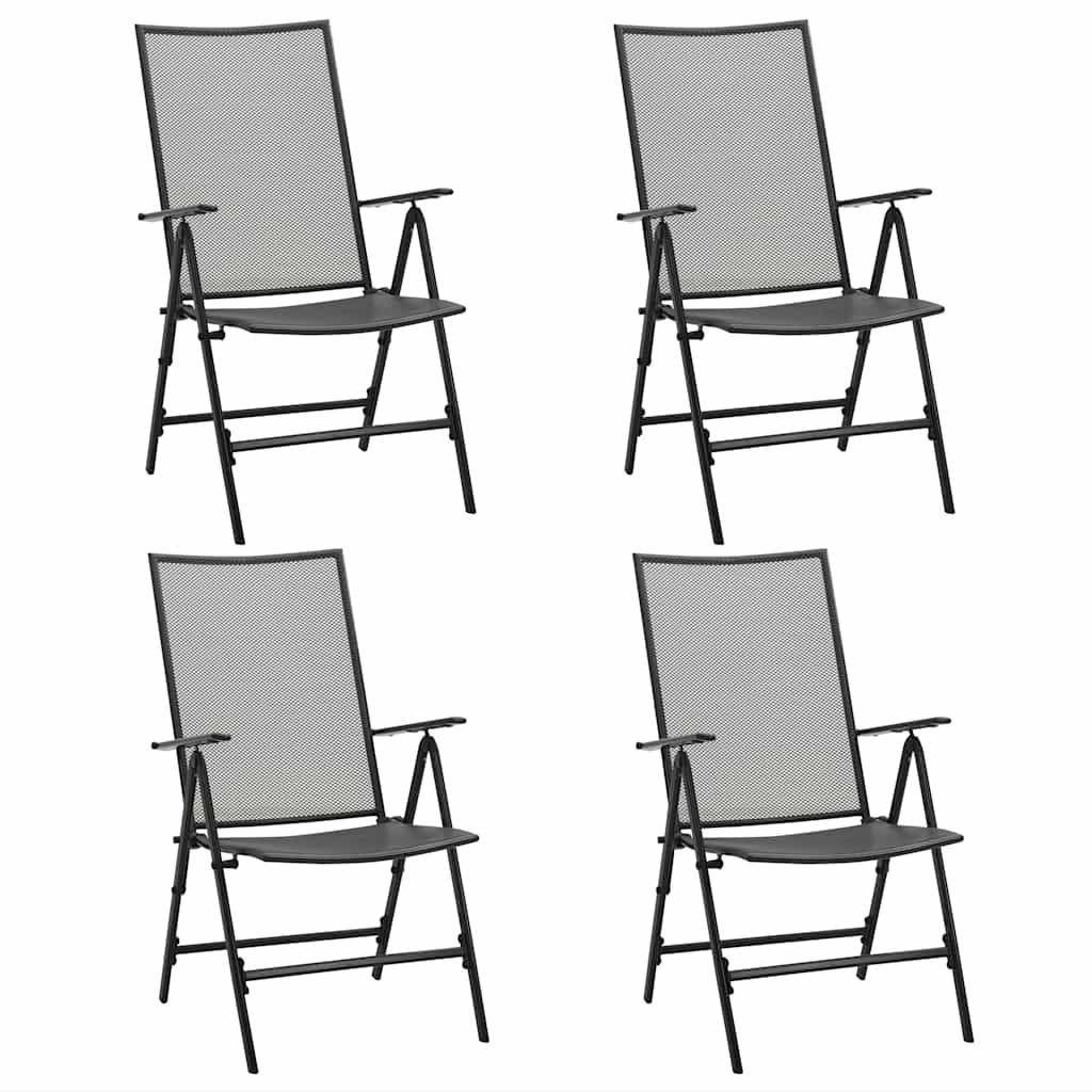 Cadeiras em rede dobráveis 4 pcs aço antracite