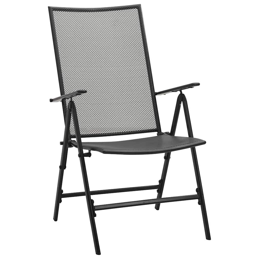 Cadeiras em rede dobráveis 4 pcs aço antracite