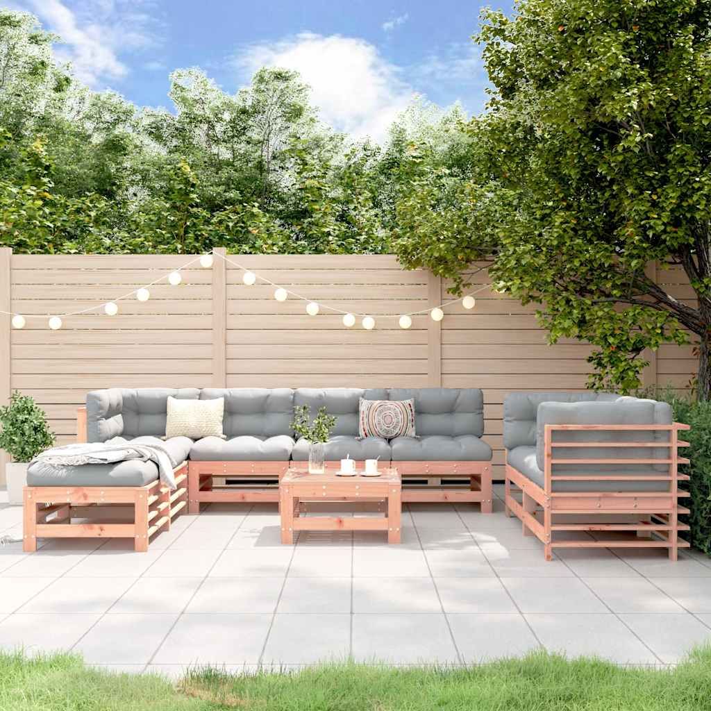 9 Pcs conjunto lounge de jardim madeira de douglas maciça