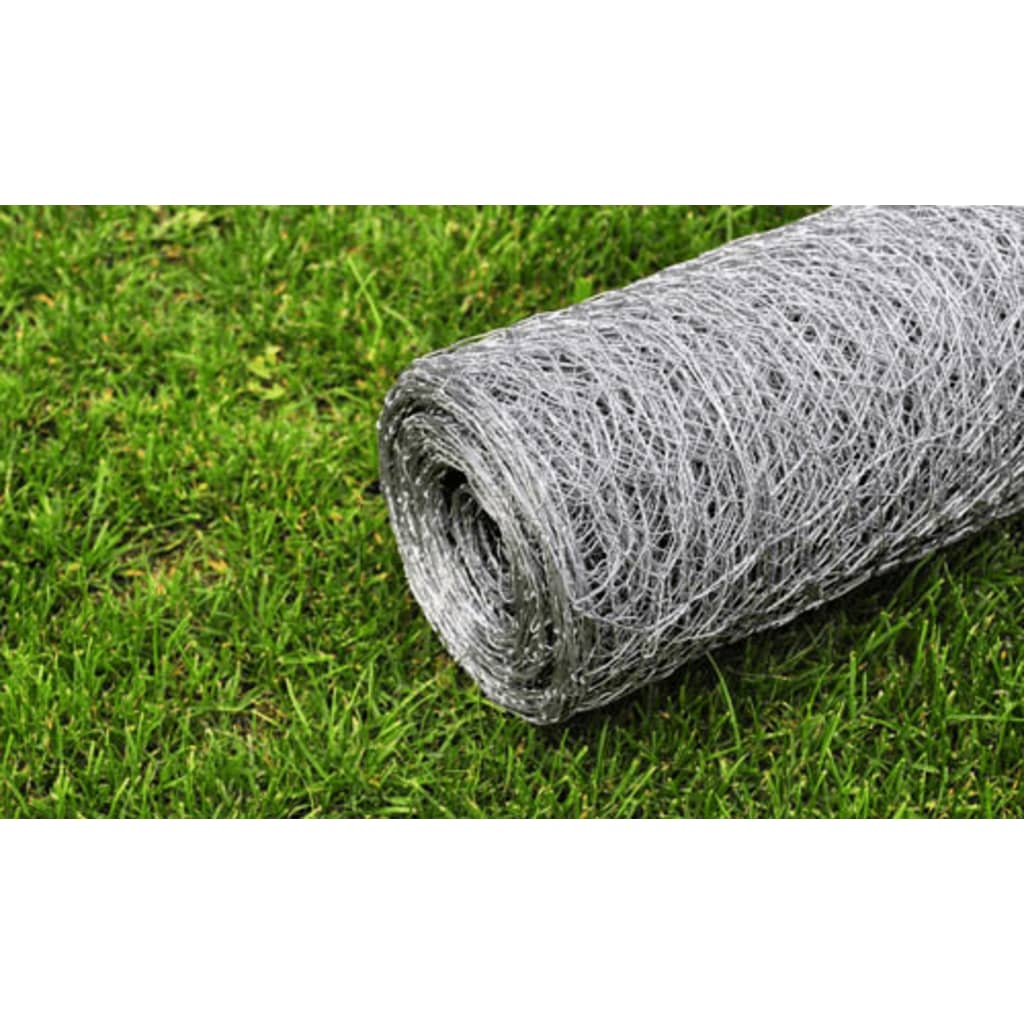 Cerca de arame hexagonal 1x25 m aço galvanizado prateado