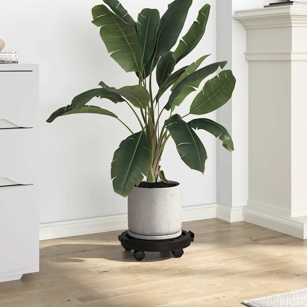 Carrinhos de plantas c/ rodas 3 pcs diâmetro 30 cm 170 kg preto