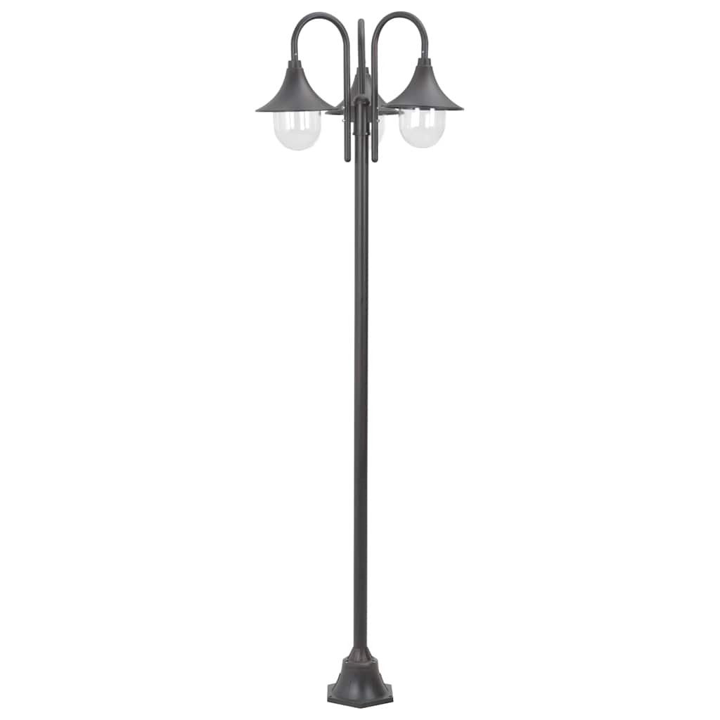 Candeeiro de pé p/ jardim c/ 3 braços e27 220cm alumínio bronze