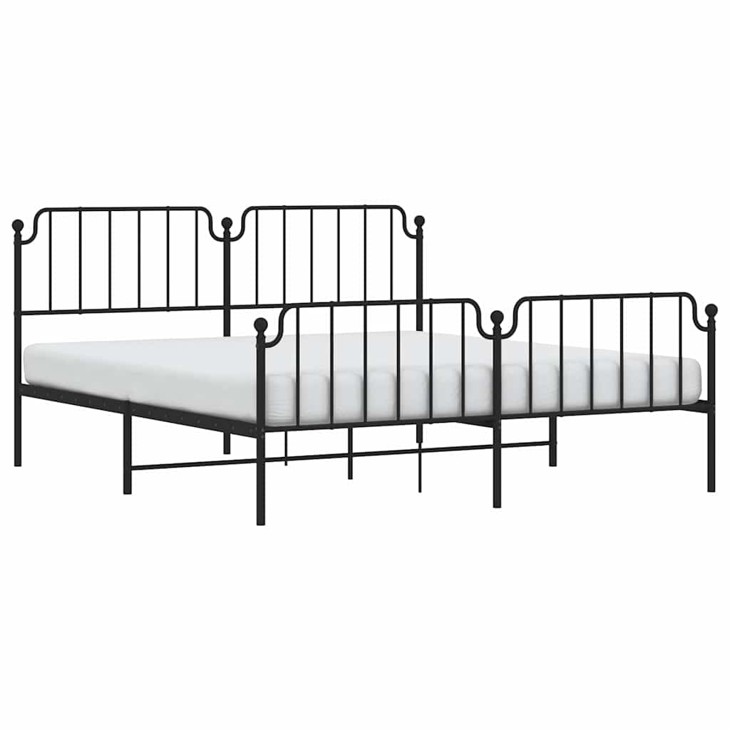 Estrutura de cama com cabeceira e pés 183x213 cm metal preto