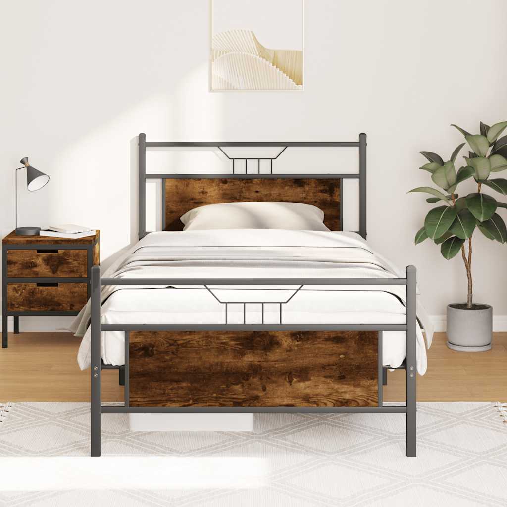 Estrutura cama s/ colchão derivados de madeira carvalho fumado