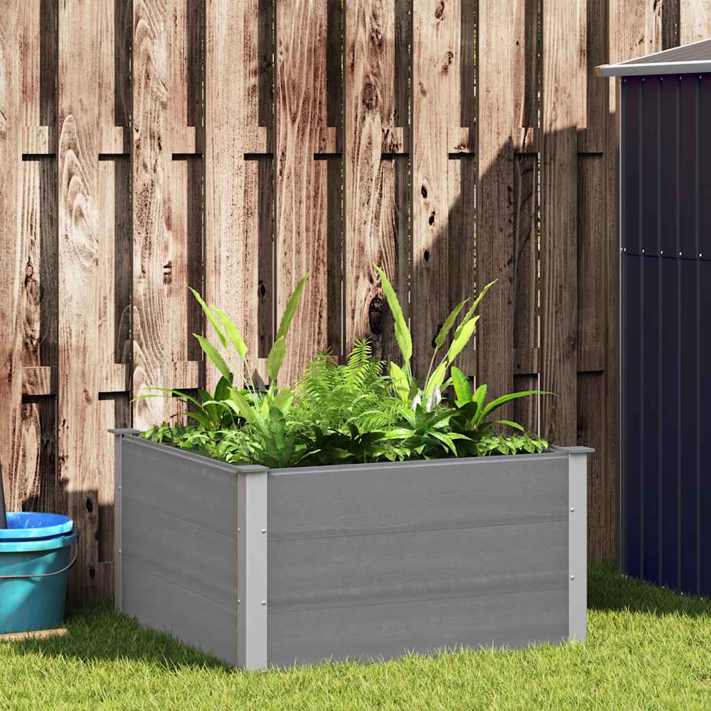 Canteiro elevado para jardim wpc 100x100x54 cm cinzento