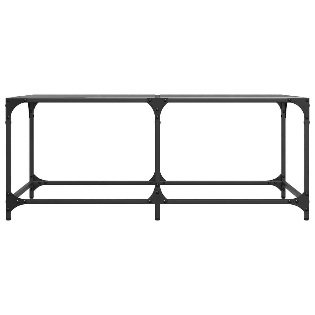 Mesa de centro com topo em vidro preto 98,5x50x40 cm aço