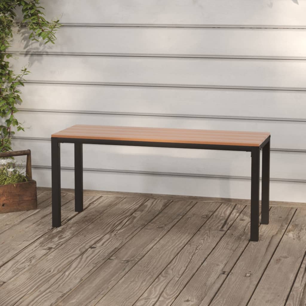 Banco de jardim 110 cm aço e wpc castanho e preto