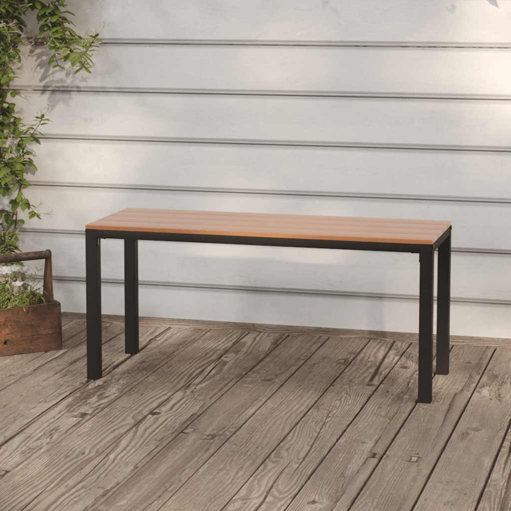 Banco de jardim 110 cm aço e wpc castanho e preto