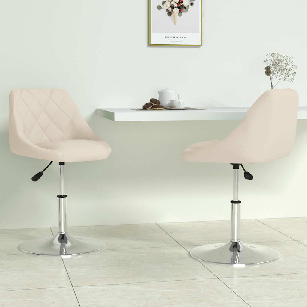 Cadeiras de jantar giratórias 2 pcs veludo cor creme