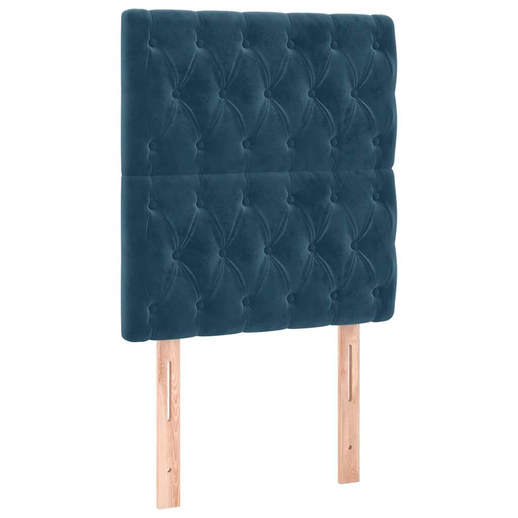 Cabeceira cama c/ luzes LED veludo 80x7x118/128cm azul-escuro