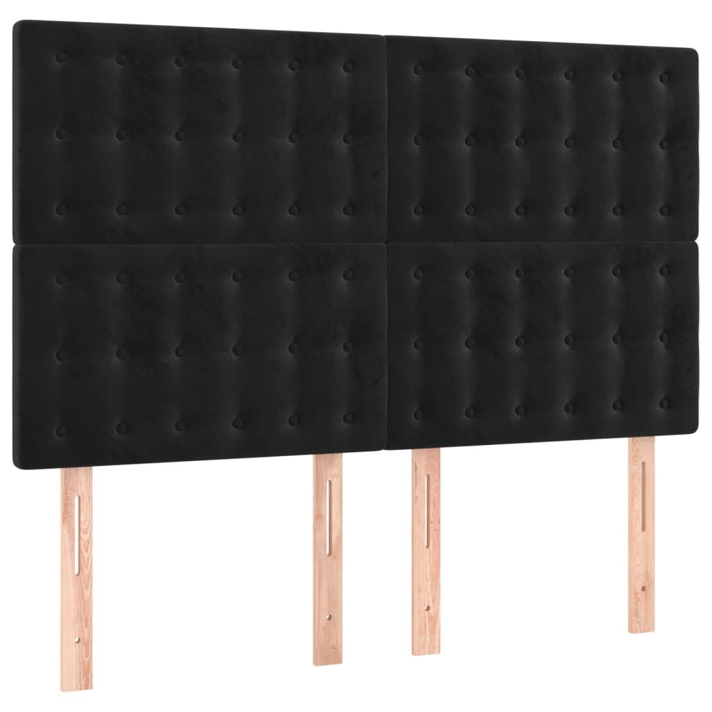 Cabeceira cama c/ LED veludo 144x5x118/128 cm preto