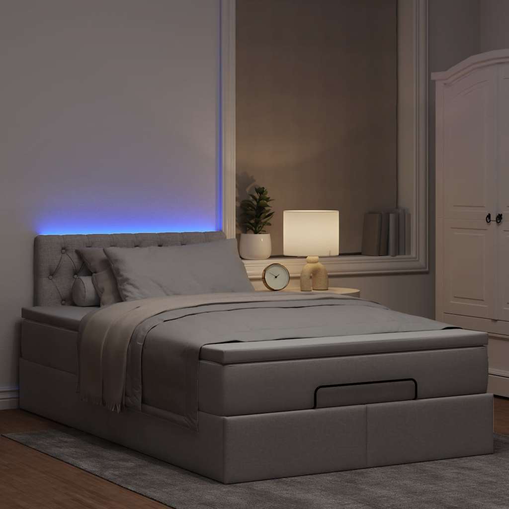Moldura de cama otomana com tecido cinza 120x200cm