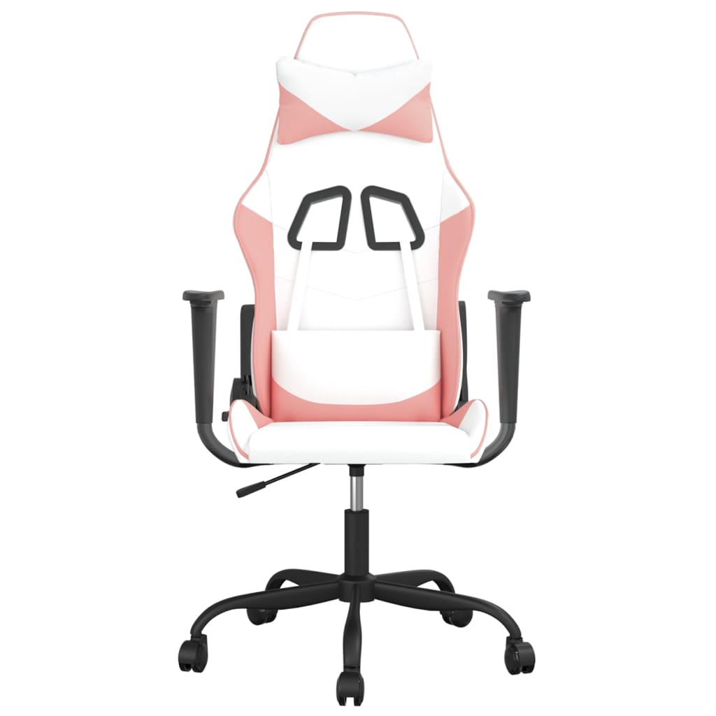 Cadeira gaming couro artificial branco e rosa
