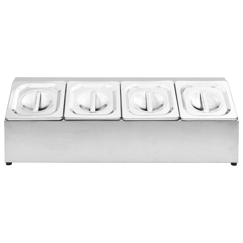 Suporte gastronorm c/ 4 recipientes gn 1/6 aço inoxidável