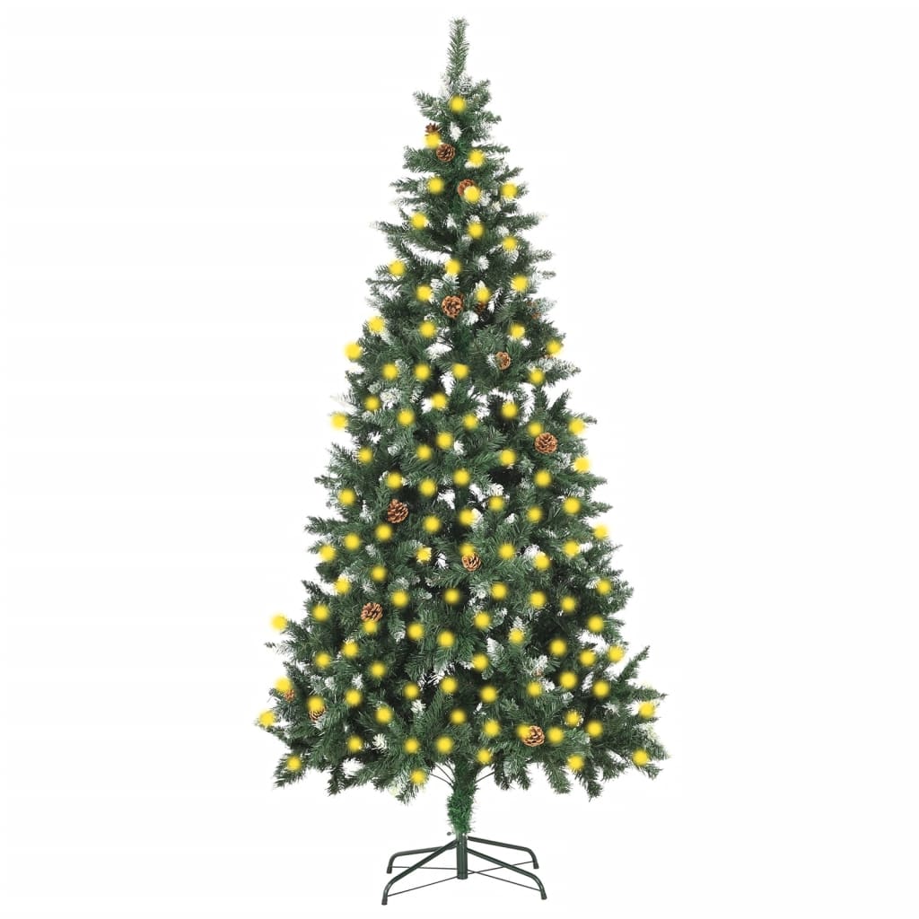 Árvore de natal artificial com pinhas pré-iluminada 210 cm