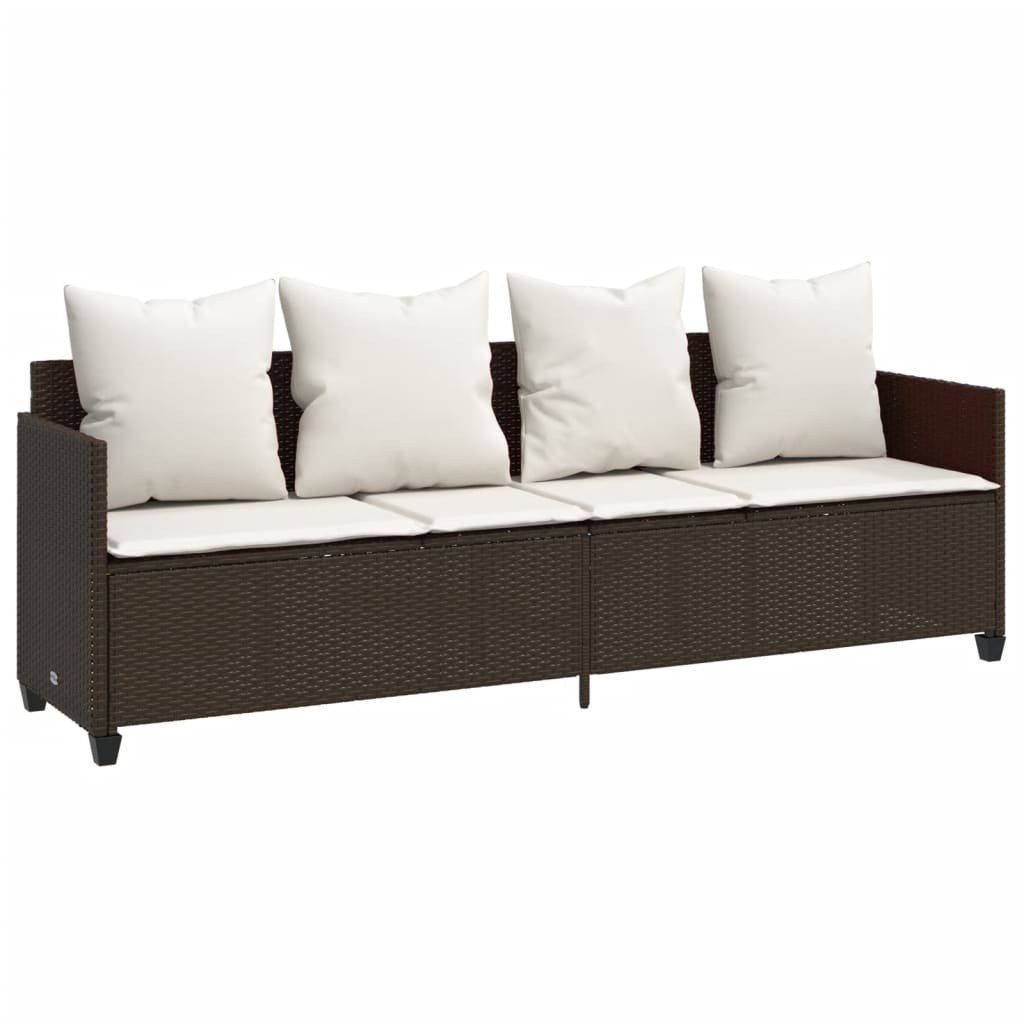 5 Pcs conjunto sofás p/ jardim c/ almofadões vime PE castanho