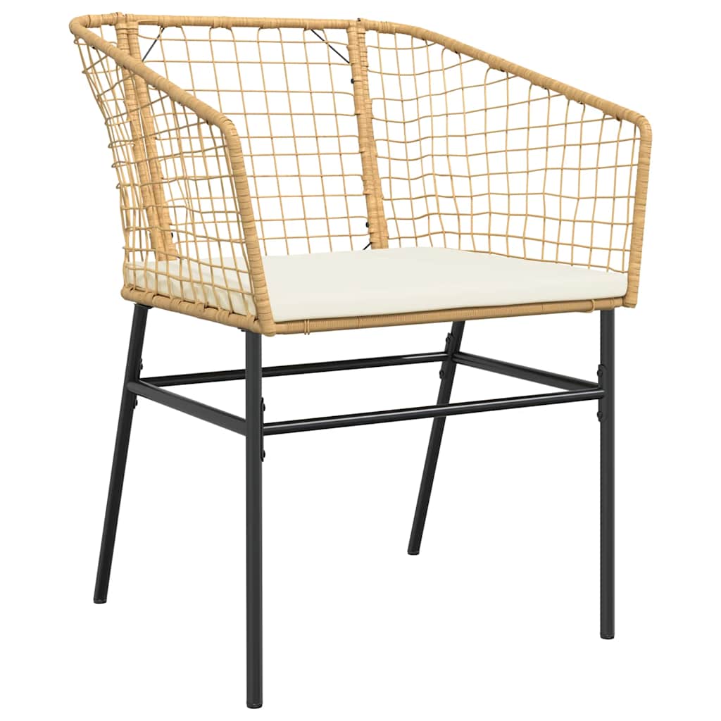 Conjunto jantar jardim 5 peças almofadas vidro vime PE castanho