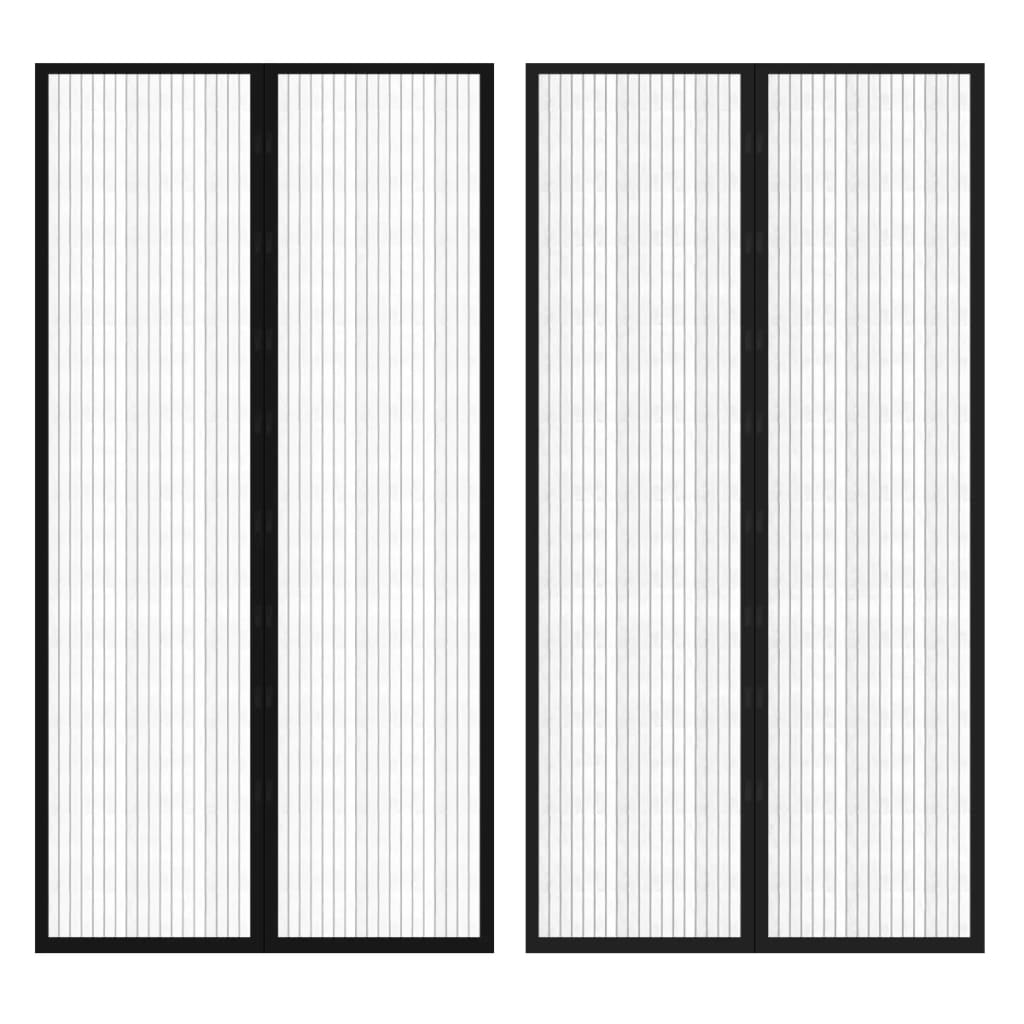 Cortina de porta anti-insetos magnética 210x100cm 2 pcs preto