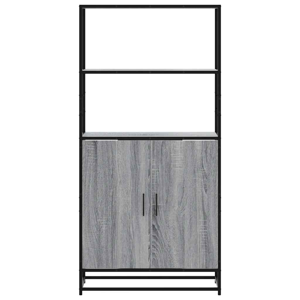 Armário alto 68x35x139 cm madeira e metal cinza sonoma