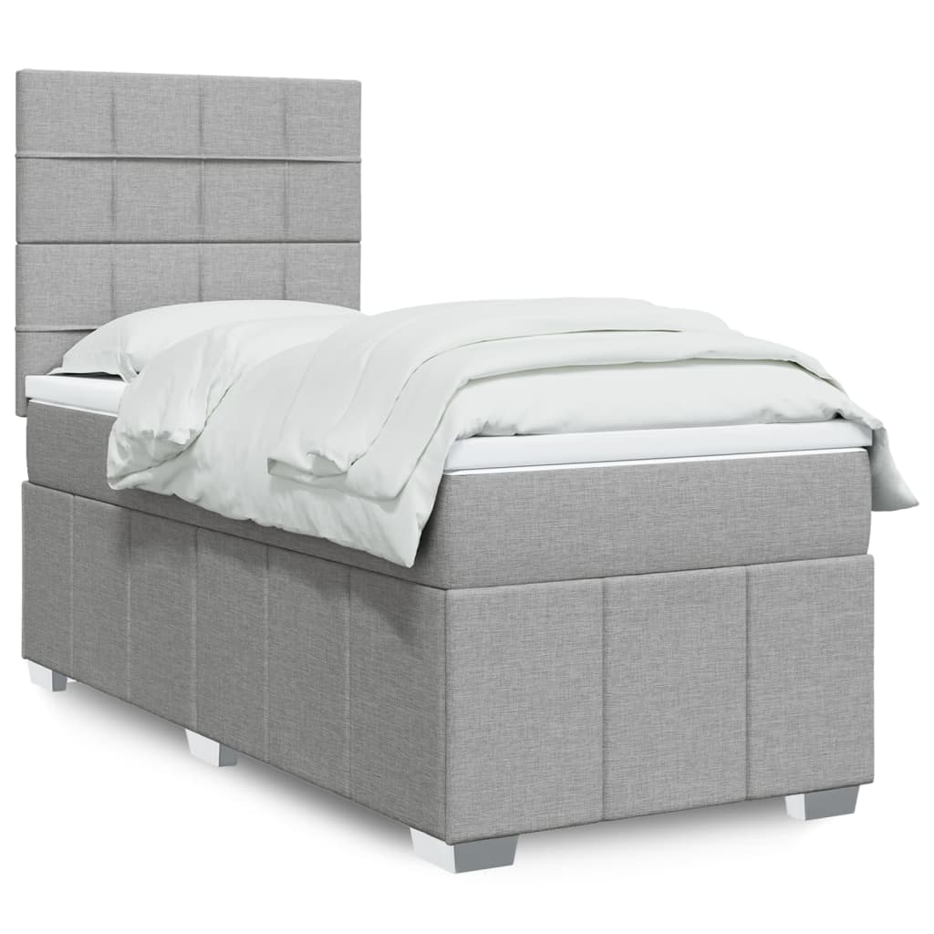 Cama com molas/colchão 100x200 cm tecido cinzento-claro