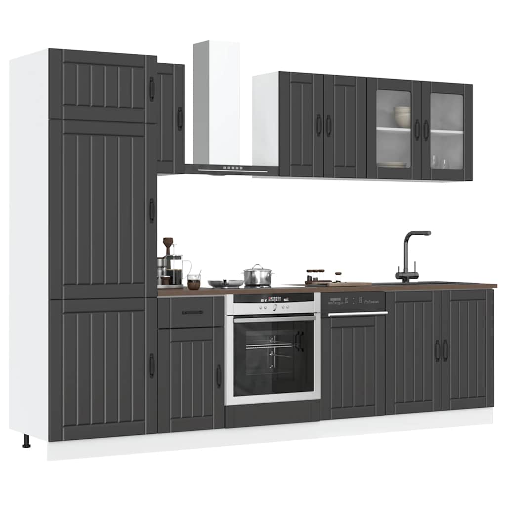 8 Peças armário de cozinha conjunto kalmar preto
