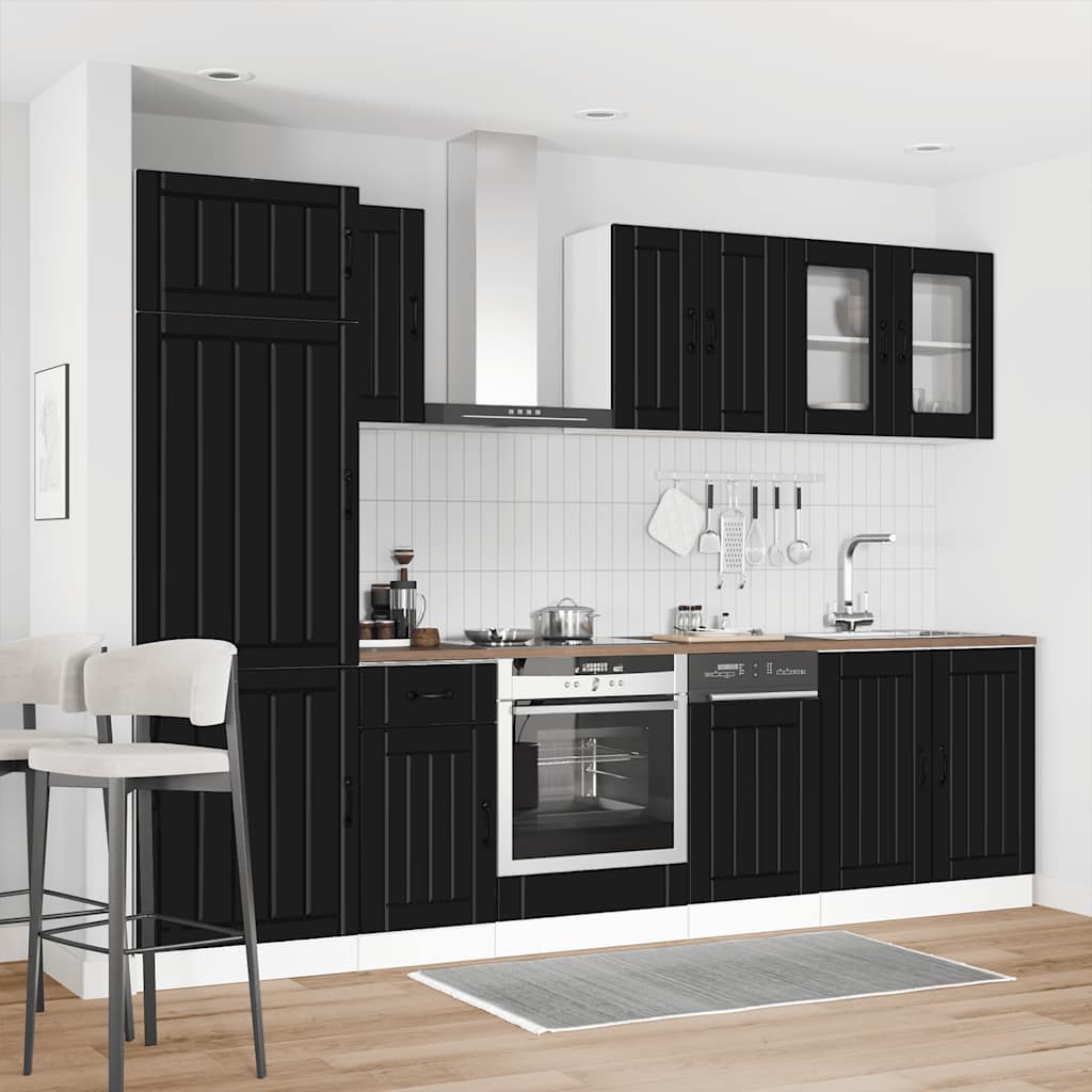 8 Peças armário de cozinha conjunto kalmar preto