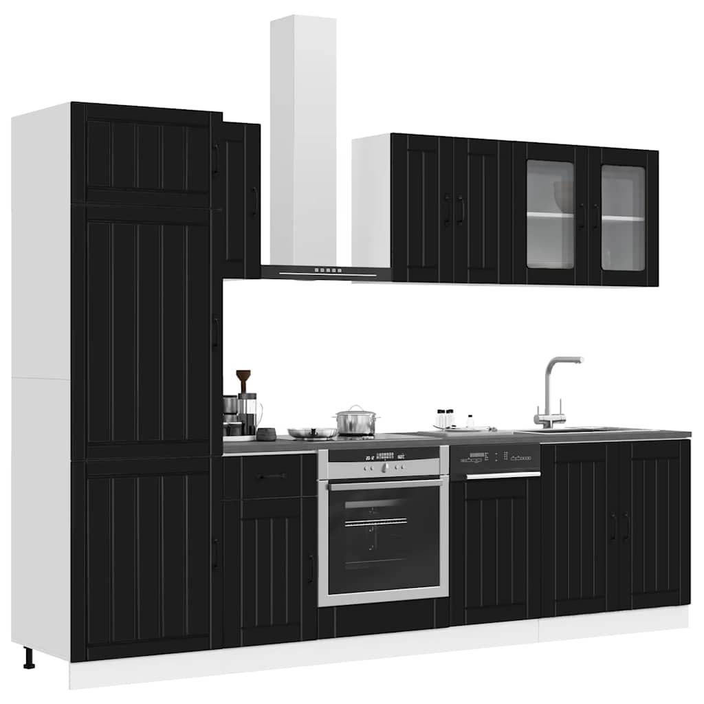 8 Peças armário de cozinha conjunto kalmar preto