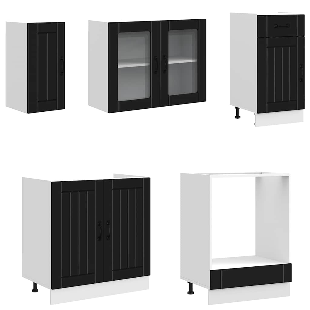 8 Peças armário de cozinha conjunto kalmar preto